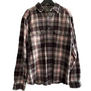 Woolrich Oxbow Bend Long Sleeve Plaid Heavyweight Black Flannel Shirt Mens Large